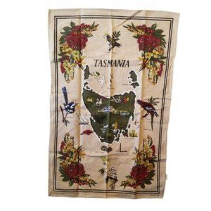 Map Tea Towel Souvenir Tasmania Vintage Island Dish Kitchen Australia Tasmanian